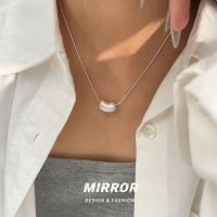 925纯银拉丝豆豆吊坠项链女锁骨链简约小众设计2025年送女朋友老婆情人节七夕生日礼物