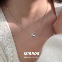 999纯银双星闪亮项链女锁骨链小众轻奢创意个性高级感礼物送女朋友老婆情人节七夕生日礼物