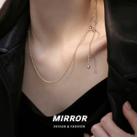 925纯银意大利抽拉弯刀圆珠项链素链女锁骨链颈链裸链小众设计潮送女朋友老婆情人节七夕生日礼物