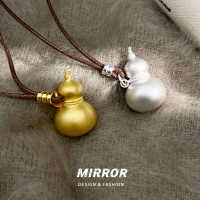 999纯银葫芦皮绳项链女锁骨链个性时尚小众2025新重约11g BCX5421送女朋友老婆情人节七夕生日礼物