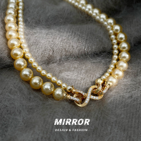 925纯银进口施家珍珠公主香槟金项链女锁骨链轻奢高级感 BCX5505送女朋友老婆情人节七夕生日礼物