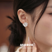 925纯银芙蓉花耳钉女耳环耳饰个性时尚ins风礼物潮流高级感送女朋友老婆情人节七夕生日礼物