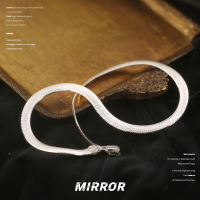 925纯银意大利雪花扁蛇骨链吊坠项链女锁骨链小众设计 BCX5330送女朋友老婆情人节七夕生日礼物