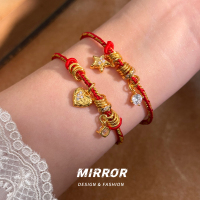 925纯银本命年星星爱心编织红绳手链女手环手饰新款时尚潮送女朋友老婆情人节七夕生日礼物