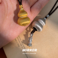 925纯银拉丝金银葫芦福禄财神项链女锁骨链轻奢时尚潮14g BCX5527送女朋友老婆情人节七夕生日礼物