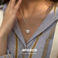 925纯银项链女锁骨链编织镂空爱心吊坠小众韩网红气质创意送女朋友老婆情人节七夕生日礼物