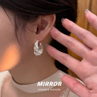 925纯银镂空多层车花银珠耳圈女耳钉耳环耳饰新款潮高级感送女朋友老婆情人节七夕生日礼物