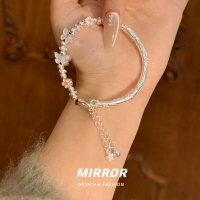 999纯银珐琅蝴蝶花朵半镯手链女手环手饰个性轻奢新约20g BCS4099送女朋友老婆情人节七夕生日礼物