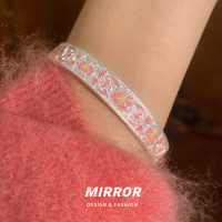 999纯银牡丹花瓷手镯女手环手饰轻奢个性高级感新款约36g BCS4092送女朋友老婆情人节七夕生日礼物