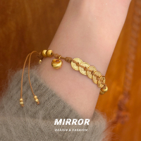 925纯银五帝钱半镯福袋手链女手环手饰创意国风时尚高级感送女朋友老婆情人节七夕生日礼物