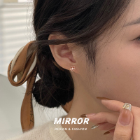 925纯银山茶花贝珠耳钉女耳环耳饰时尚简约个性小众清新潮送女朋友老婆情人节七夕生日礼物