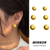 925纯银拉丝豆豆耳钉女耳环耳饰银针个性小众简约2025新潮送女朋友老婆情人节七夕生日礼物