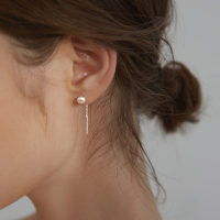 925淡水珍珠纯银耳线女耳饰ins冷淡耳环耳钉韩气质简约饰品送女朋友老婆情人节七夕生日礼物