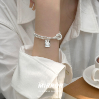 925纯银双层银珠跑环银牌手链女手环手饰个性轻奢小众创意送女朋友老婆情人节七夕生日礼物