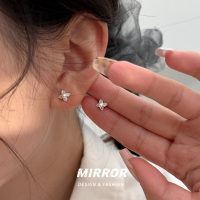 999纯银四叶花贝珠耳钉女耳环耳饰新款礼物ins风创意气质潮送女朋友老婆情人节七夕生日礼物