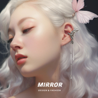 925纯银蝴蝶流苏无耳洞耳夹女耳骨夹耳饰耳环ins冷淡风个性时尚夏送女朋友老婆情人节七夕生日礼物