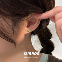 925纯银牛油果绿耳钉女耳环耳饰时尚简约韩国网红气质个性送女朋友老婆情人节七夕生日礼物