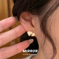 925纯银贝珠滴油花瓣耳钉女耳环耳饰气质时尚小众个性ins风送女朋友老婆情人节七夕生日礼物