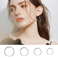 925纯银耳钉简约圆圈大小圆形耳环耳圈韩国网红耳坠男女潮送女朋友老婆情人节七夕生日礼物