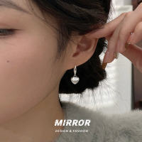 925纯银立体拉丝爱心耳钩女耳环耳饰时尚潮流个性礼物新款送女朋友老婆情人节七夕生日礼物