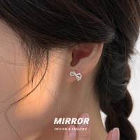 999纯银闪亮蝴蝶结耳钉女耳环耳饰小众简约个性时尚高级感送女朋友老婆情人节七夕生日礼物