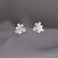 925纯银创意小众设计拼图耳钉女耳环耳饰2025年新款潮网红送女朋友老婆情人节七夕生日礼物