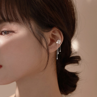 925树叶无耳洞流苏贝珠纯银耳夹耳骨夹假耳钉耳环耳饰女潮送女朋友老婆情人节七夕生日礼物