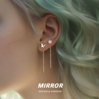 999纯银星月爱心蝴蝶花耳炼女耳针耳环耳饰全新设计送女朋友老婆情人节七夕生日礼物