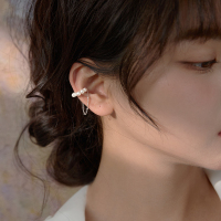 925纯银无耳洞母贝珍珠流苏耳夹女耳骨夹仙气耳环耳钉耳饰送女朋友老婆情人节七夕生日礼物