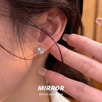 925纯银车花四叶草耳钉女耳环耳饰韩国网红气质新2025年小众送女朋友老婆情人节七夕生日礼物