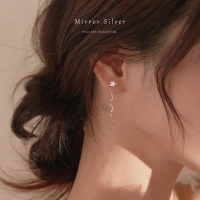 925纯银银饰清新鸡蛋花可爱花朵波浪耳线细款约会耳饰女款送女朋友老婆情人节七夕生日礼物