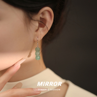 925纯银耳环女耳钉耳饰东陵玉小众高级感国风配饰2025新款送女朋友老婆情人节七夕生日礼物