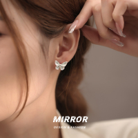 925银针薄荷曼波蝴蝶耳钉女耳环耳饰气质高级感时尚轻奢潮送女朋友老婆情人节七夕生日礼物