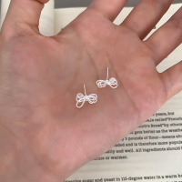 S925纯银不规则绳结蝴蝶结耳钉女款设计感耳环韩国东大门耳饰送女朋友老婆情人节七夕生日礼物