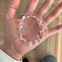 纯银天然白水晶手串清冷感基础款手链学生党高颜值手饰女夏天送女朋友老婆情人节七夕生日礼物