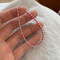 纯银圆珠红绳手链女编织绳手饰2025蛇年本命年红手绳银饰礼物送女朋友老婆情人节七夕生日礼物