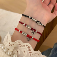 纯银小鱼钱币本命年红绳手链女生时尚简约送闺蜜礼物气质手串送女朋友老婆情人节七夕生日礼物