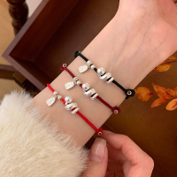 s925纯银卷福蛇本命年红绳手链女生福牌手绳闺蜜配饰蛇年礼物送女朋友老婆情人节七夕生日礼物