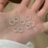 s925纯银彩色花朵耳扣小众独特养耳洞耳钉时尚甜美少女耳饰潮送女朋友老婆情人节七夕生日礼物