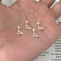 S925纯银镂空爱心锆石耳钉女甜酷新潮耳饰春夏耳环网红潮送女朋友老婆情人节七夕生日礼物