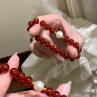 天然红玛瑙淡水珍珠手串转运手链女款轻奢小众精致送闺蜜礼物送女朋友老婆情人节七夕生日礼物
