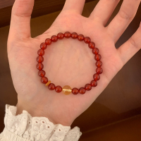 天然红玛瑙黄水晶手串女款高级感招财转运手链轻奢小众精致送女朋友老婆情人节七夕生日礼物