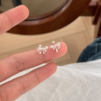 S999纯银[公主的蝴蝶结]耳钉女甜美时髦韩系耳环设计感耳饰送女朋友老婆情人节七夕生日礼物