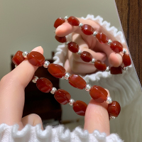 天然红玛瑙纯银银珠手串女款2025新款手链轻奢小众精致高级感送女朋友老婆情人节七夕生日礼物
