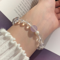 天然白水晶紫玛瑙珍珠手串女款高级感小清新手链高颜值学生党送女朋友老婆情人节七夕生日礼物