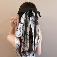 古风蝴蝶结水墨文字飘带抓夹女后脑勺半扎马尾夹新中式汉服头饰送女朋友老婆情人节七夕生日礼物