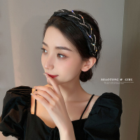 夏季新款编织闪钻欧根纱宽边发箍麻花高颅顶头箍2023蕾丝头饰女款送女朋友老婆情人节七夕生日礼物