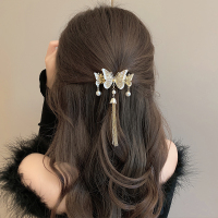 超仙蝴蝶流苏发夹女半扎发抓夹发饰后脑勺甜美发卡古风夹子头饰送女朋友老婆情人节七夕生日礼物