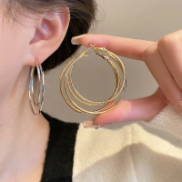 金色金属耳圈2024新款独特耳环小众设计感高级轻奢气质耳饰女送女朋友老婆情人节七夕生日礼物