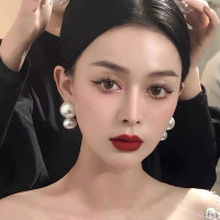 925银针复古赫本风大珍珠耳环新娘女高级气质名媛法式耳钉耳饰潮送女朋友老婆情人节七夕生日礼物